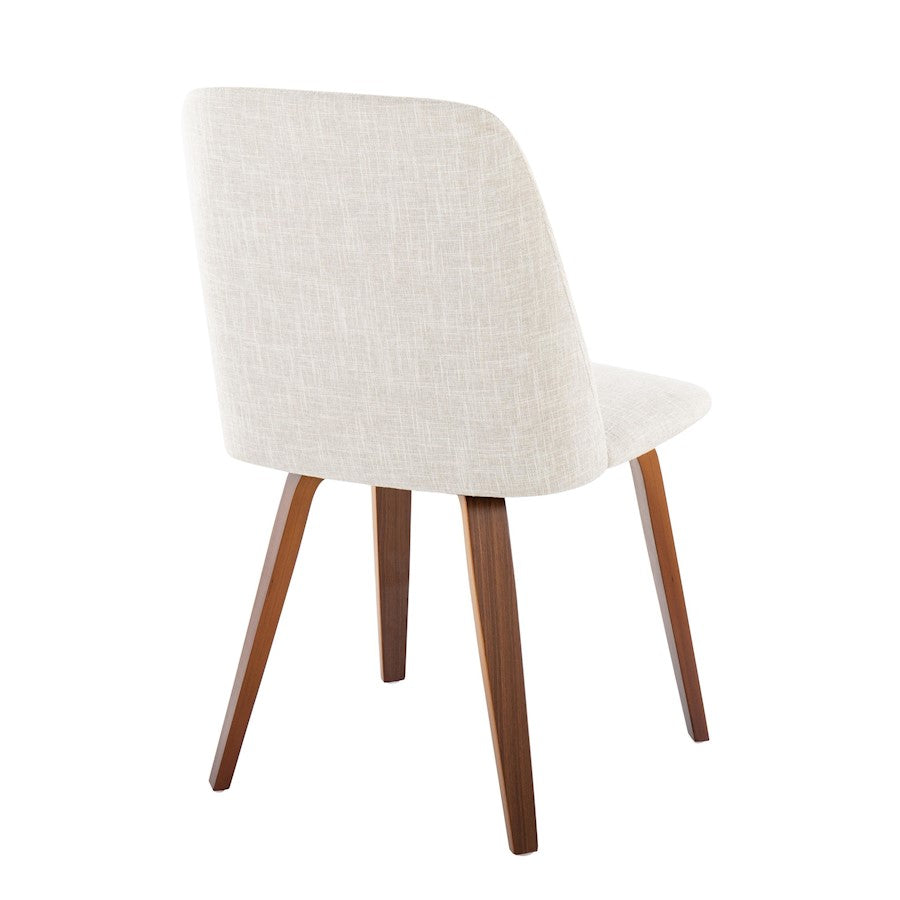 LumiSource Toriano Dining Chair Set of 2 | Mid-Century Walnut Wood and Beige Fabric | Dining Room & Kitchen | Model CHR-TRNOWLBG2