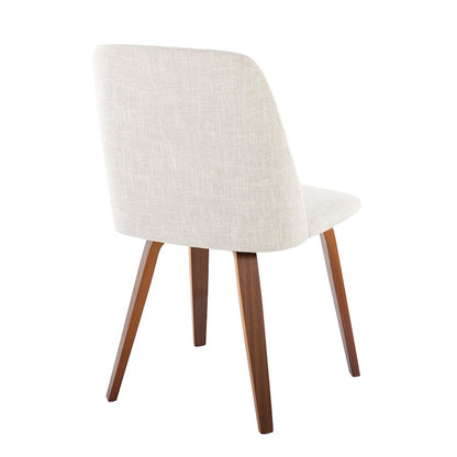 LumiSource Toriano Dining Chair Set of 2 | Mid-Century Walnut Wood and Beige Fabric | Dining Room & Kitchen | Model CHR-TRNOWLBG2