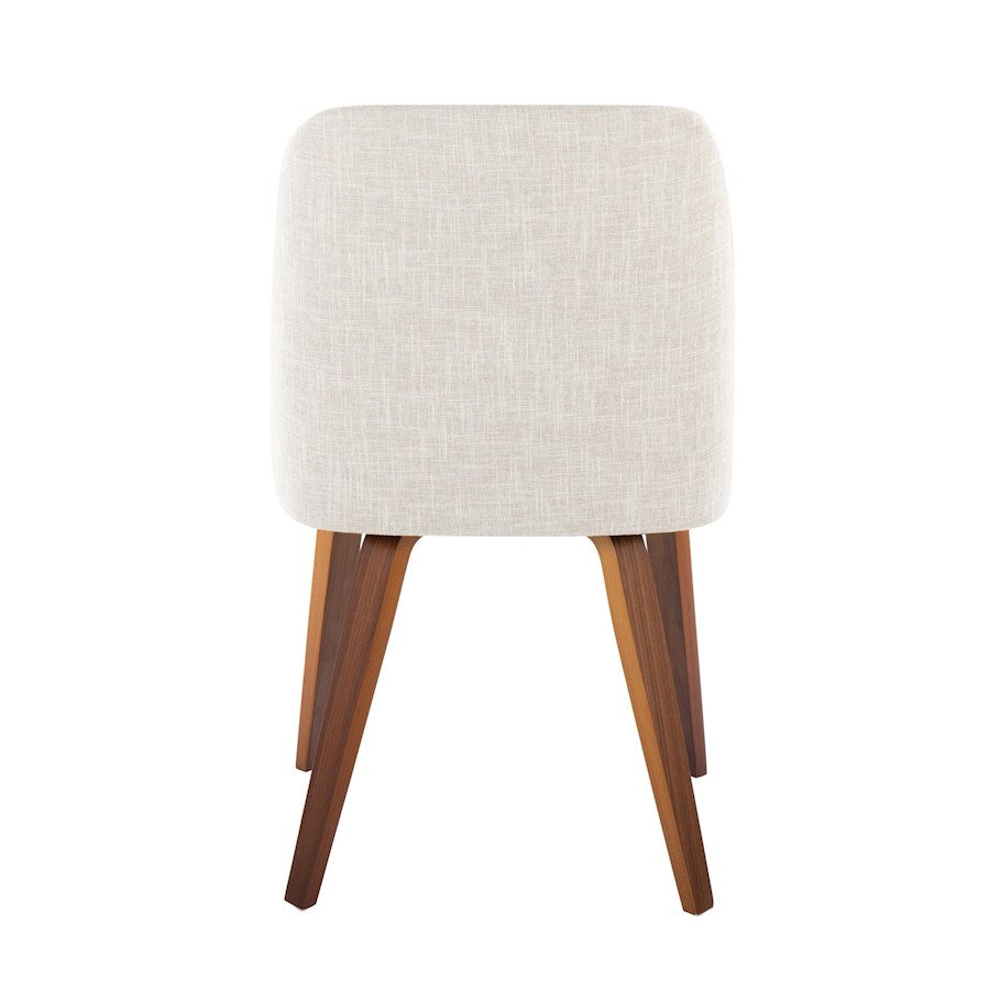 LumiSource Toriano Dining Chair Set of 2 | Mid-Century Walnut Wood and Beige Fabric | Dining Room & Kitchen | Model CHR-TRNOWLBG2