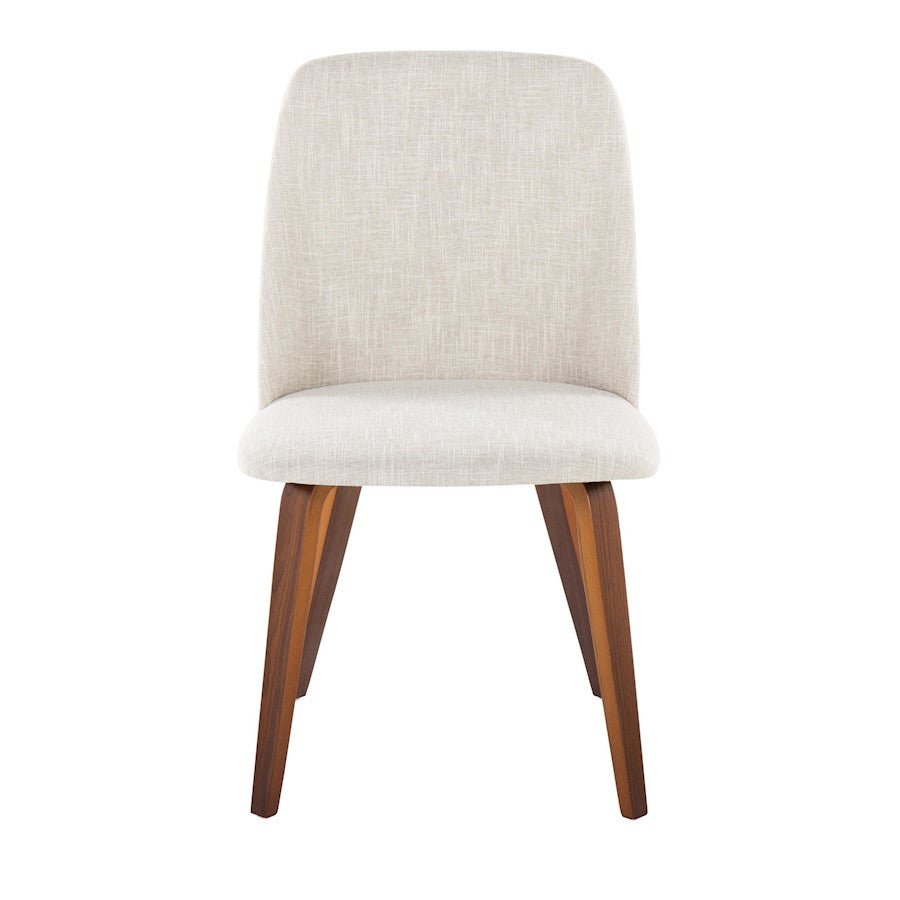 LumiSource Toriano Dining Chair Set of 2 | Mid-Century Walnut Wood and Beige Fabric | Dining Room & Kitchen | Model CHR-TRNOWLBG2