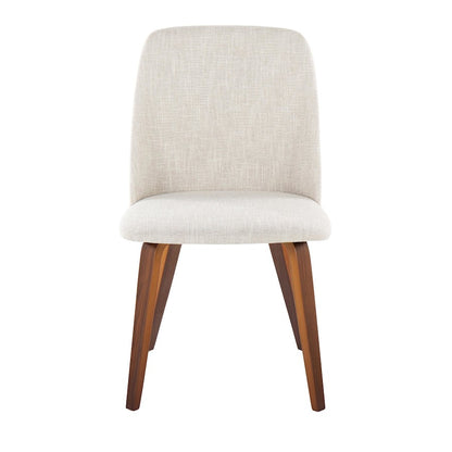 LumiSource Toriano Dining Chair Set of 2 | Mid-Century Walnut Wood and Beige Fabric | Dining Room & Kitchen | Model CHR-TRNOWLBG2
