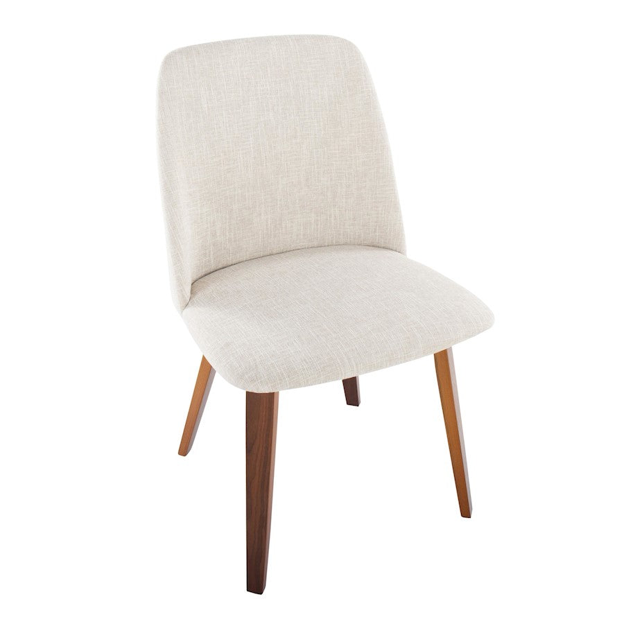 LumiSource Toriano Dining Chair Set of 2 | Mid-Century Walnut Wood and Beige Fabric | Dining Room & Kitchen | Model CHR-TRNOWLBG2