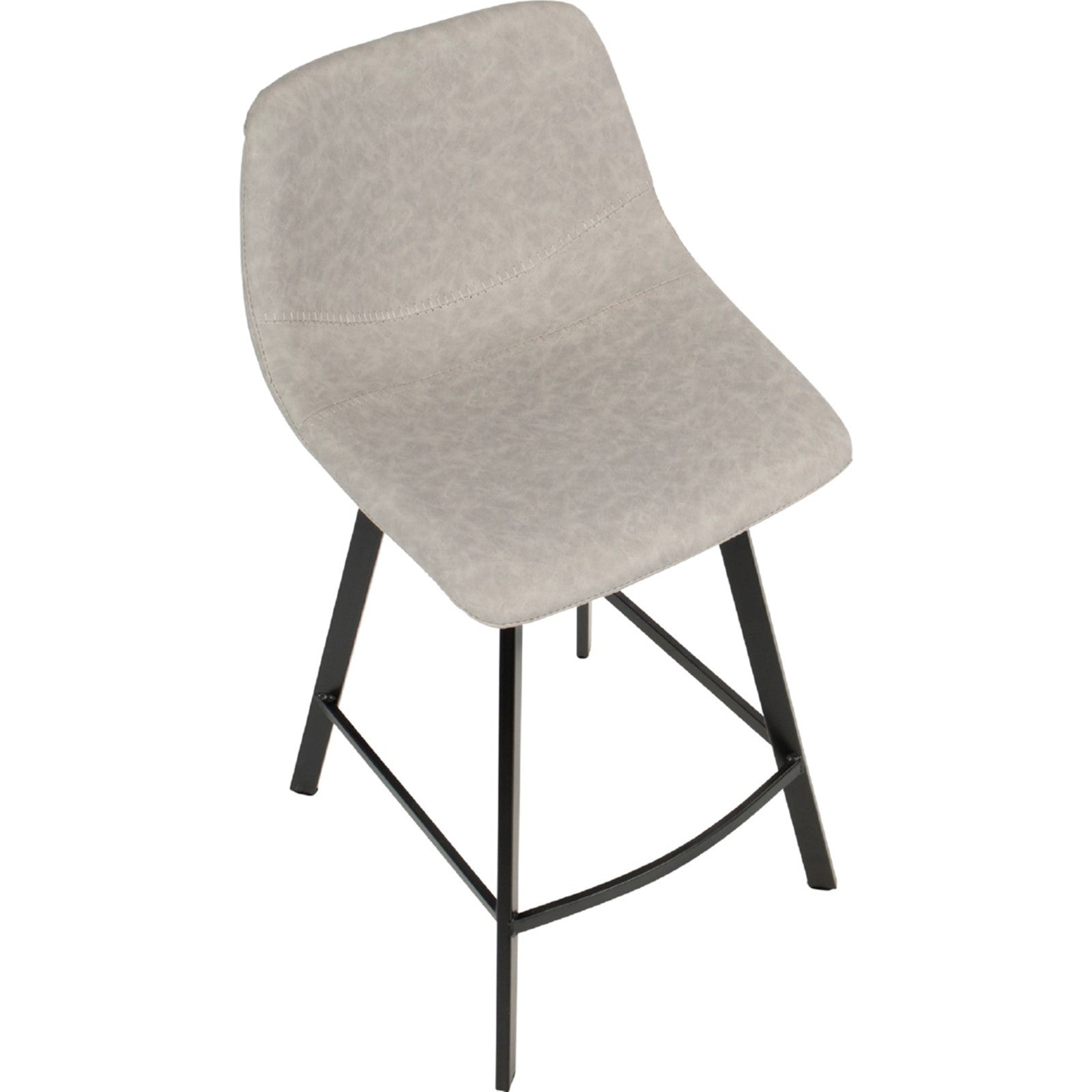 LumiSource Outlaw Counter Stool Set of 2 | Industrial Grey PU Leather and Black Metal | Kitchen & Bar Seating | Model CS-OUTLWBK-GY2