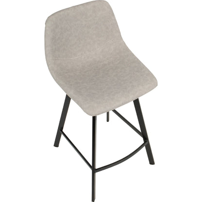 LumiSource Outlaw Counter Stool Set of 2 | Industrial Grey PU Leather and Black Metal | Kitchen & Bar Seating | Model CS-OUTLWBK-GY2