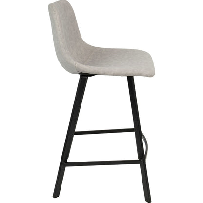 LumiSource Outlaw Counter Stool Set of 2 | Industrial Grey PU Leather and Black Metal | Kitchen & Bar Seating | Model CS-OUTLWBK-GY2