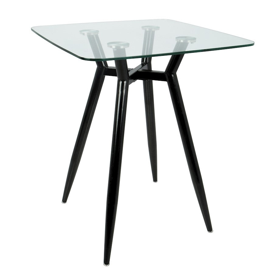 LumiSource Clara Square Counter Table | Mid-Century Black Metal and Clear Glass | Kitchen & Dining Room Table | Model CT-CLR3030BKGL