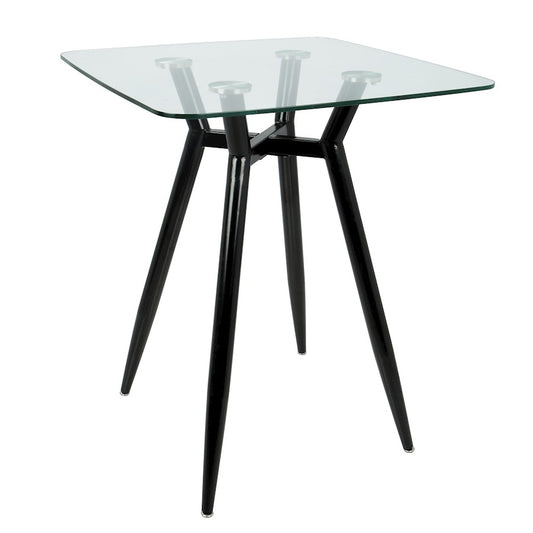 LumiSource Clara Square Counter Table | Mid-Century Black Metal and Clear Glass | Kitchen & Dining Room Table | Model CT-CLR3030BKGL
