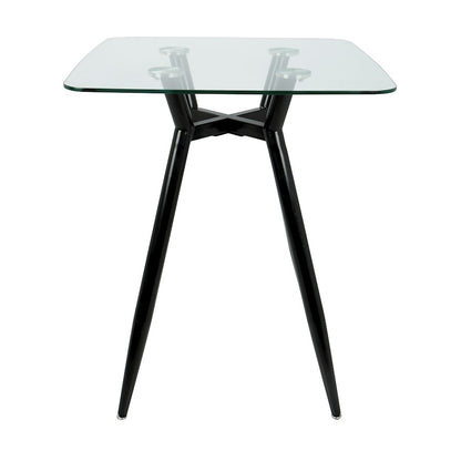 LumiSource Clara Square Counter Table | Mid-Century Black Metal and Clear Glass | Kitchen & Dining Room Table | Model CT-CLR3030BKGL