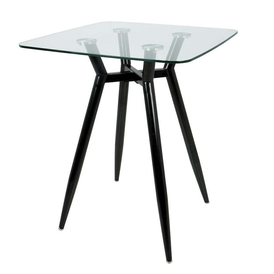 LumiSource Clara Square Counter Table | Mid-Century Black Metal and Clear Glass | Kitchen & Dining Room Table | Model CT-CLR3030BKGL