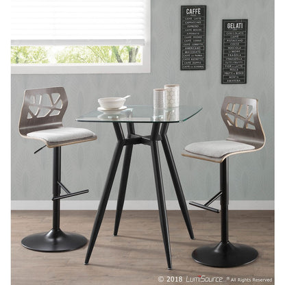 LumiSource Clara Square Counter Table | Mid-Century Black Metal and Clear Glass | Kitchen & Dining Room Table | Model CT-CLR3030BKGL