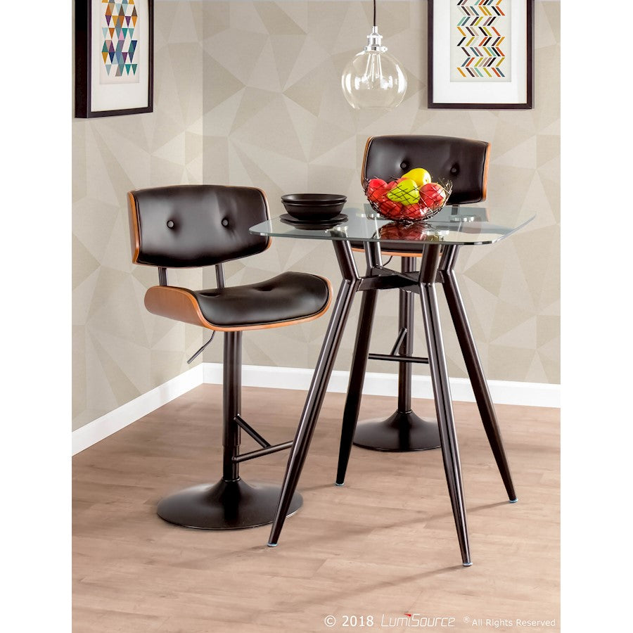 LumiSource Clara Square Counter Table | Mid-Century Black Metal and Clear Glass | Kitchen & Dining Room Table | Model CT-CLR3030BKGL