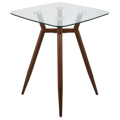 LumiSource Clara Square Counter Table | Mid-Century Walnut Metal and Clear Glass | Kitchen & Dining Room Table | Model CT-CLR3030WLGL