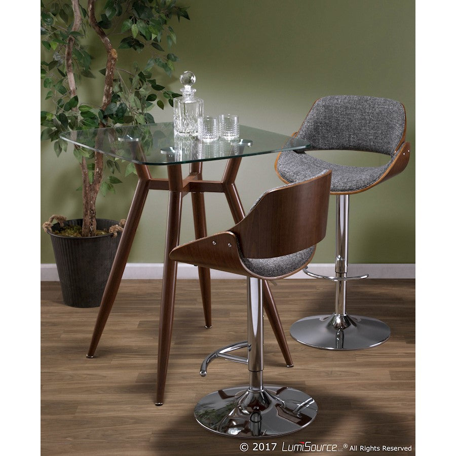 LumiSource Clara Square Counter Table | Mid-Century Walnut Metal and Clear Glass | Kitchen & Dining Room Table | Model CT-CLR3030WLGL