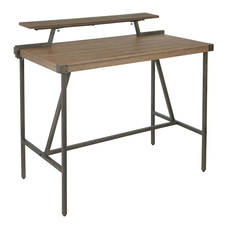 LumiSource Gia Counter Table 50in W | Antique Metal Frame, Brown Bamboo Top | Kitchen Island & Dining Area | 50 x 27 x 43 in | Model CT-GIAANBN