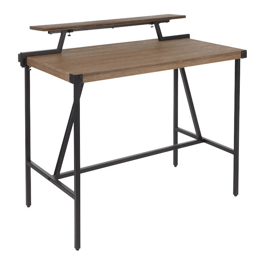 LumiSource Gia Counter Table 50in W | Black Metal Frame, Brown Bamboo Top | Kitchen Island & Dining Area | 50 x 26 x 43 in | Model CT-GIABKBN