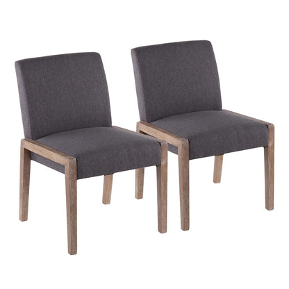 LumiSource Carmen Chair Set of 2 | White Washed Wood & Grey Fabric | Dining Room & Living Room Accent | 23.25 x 21.5 x 32.5 in | Model DC-CARMENWWGY2