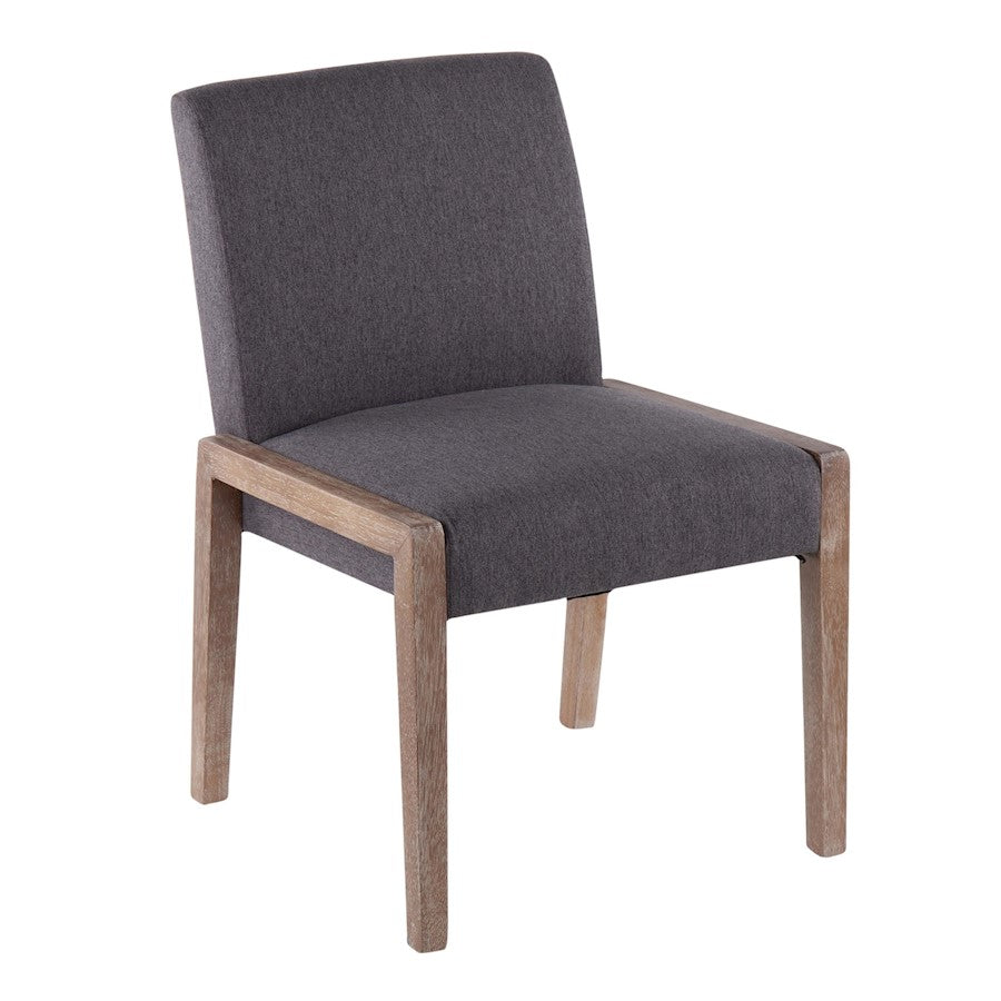 LumiSource Carmen Chair Set of 2 | White Washed Wood & Grey Fabric | Dining Room & Living Room Accent | 23.25 x 21.5 x 32.5 in | Model DC-CARMENWWGY2
