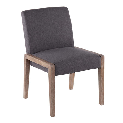 LumiSource Carmen Chair Set of 2 | White Washed Wood & Grey Fabric | Dining Room & Living Room Accent | 23.25 x 21.5 x 32.5 in | Model DC-CARMENWWGY2