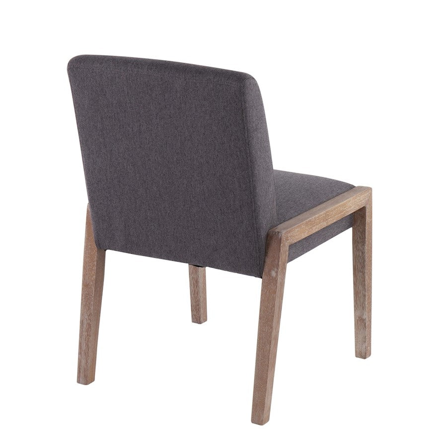 LumiSource Carmen Chair Set of 2 | White Washed Wood & Grey Fabric | Dining Room & Living Room Accent | 23.25 x 21.5 x 32.5 in | Model DC-CARMENWWGY2
