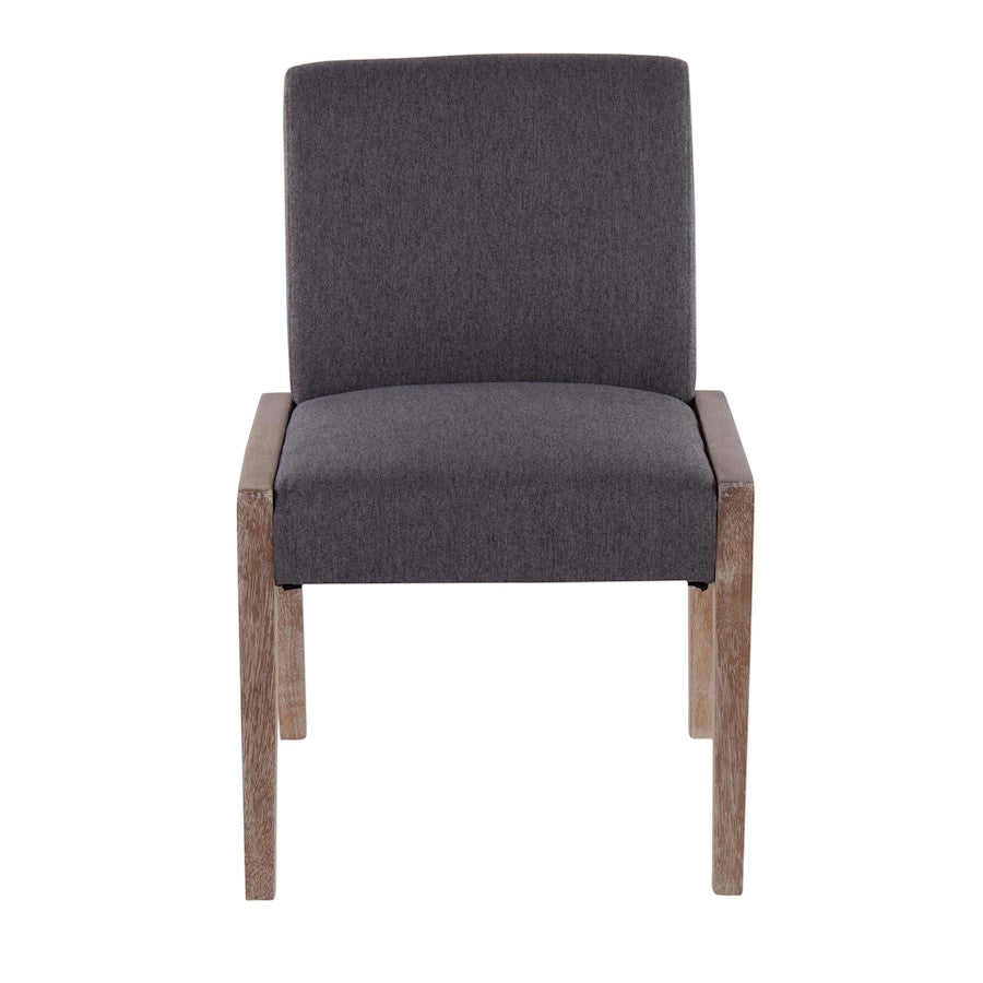 LumiSource Carmen Chair Set of 2 | White Washed Wood & Grey Fabric | Dining Room & Living Room Accent | 23.25 x 21.5 x 32.5 in | Model DC-CARMENWWGY2