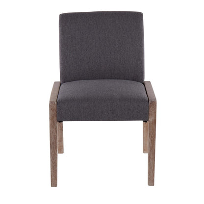LumiSource Carmen Chair Set of 2 | White Washed Wood & Grey Fabric | Dining Room & Living Room Accent | 23.25 x 21.5 x 32.5 in | Model DC-CARMENWWGY2