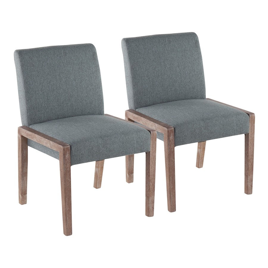 LumiSource Carmen Chair Set of 2 | White Washed Wood & Teal Fabric | Dining Room & Living Room Accent | 23.25 x 21.5 x 32.5 in | Model DC-CARMENWWTL2