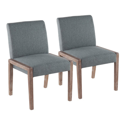 LumiSource Carmen Chair Set of 2 | White Washed Wood & Teal Fabric | Dining Room & Living Room Accent | 23.25 x 21.5 x 32.5 in | Model DC-CARMENWWTL2