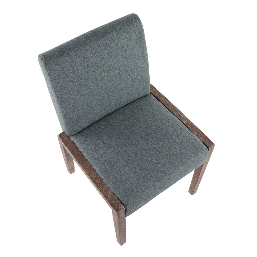 LumiSource Carmen Chair Set of 2 | White Washed Wood & Teal Fabric | Dining Room & Living Room Accent | 23.25 x 21.5 x 32.5 in | Model DC-CARMENWWTL2