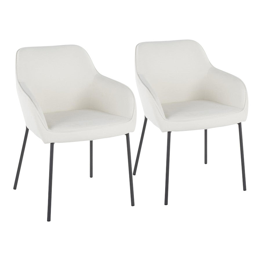 LumiSource Daniella Set of 2 Dining Chair | Black Metal & Cream Fabric | Dining Room & Living Room Seating | Model DC-DANIELLABKCR2