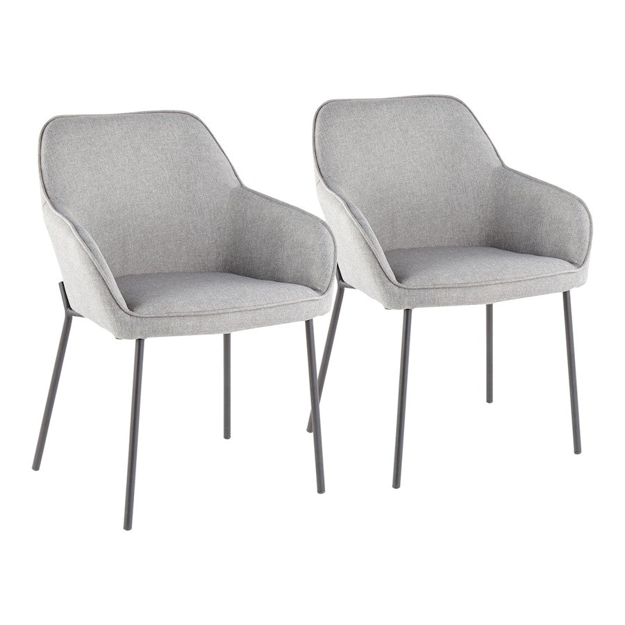 LumiSource Daniella Dining Chair Set of 2 | Contemporary Black Metal and Grey Fabric | Dining Room & Living Room Seating | Model DC-DANIELLABKGY2