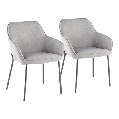 LumiSource Daniella Dining Chair Set of 2 | Contemporary Black Metal and Grey Fabric | Dining Room & Living Room Seating | Model DC-DANIELLABKGY2