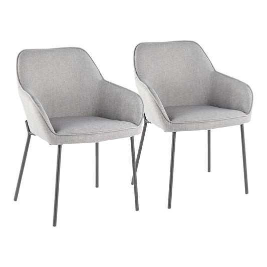 LumiSource Daniella Dining Chair Set of 2 | Contemporary Black Metal and Grey Fabric | Dining Room & Living Room Seating | Model DC-DANIELLABKGY2