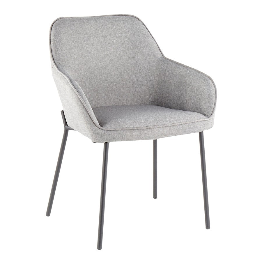LumiSource Daniella Dining Chair Set of 2 | Contemporary Black Metal and Grey Fabric | Dining Room & Living Room Seating | Model DC-DANIELLABKGY2