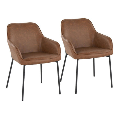 LumiSource Daniella Dining Chair Set of 2 | Contemporary Black Steel and Camel PU | Dining Room & Living Room Seating | Model DC-DNLA2BKCAM2