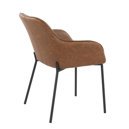 LumiSource Daniella Dining Chair Set of 2 | Contemporary Black Steel and Camel PU | Dining Room & Living Room Seating | Model DC-DNLA2BKCAM2