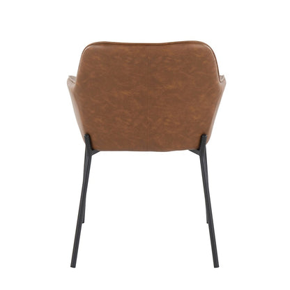 LumiSource Daniella Dining Chair Set of 2 | Contemporary Black Steel and Camel PU | Dining Room & Living Room Seating | Model DC-DNLA2BKCAM2