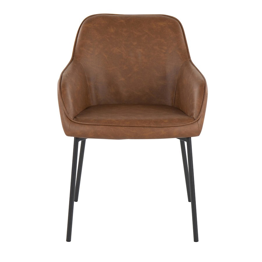 LumiSource Daniella Dining Chair Set of 2 | Contemporary Black Steel and Camel PU | Dining Room & Living Room Seating | Model DC-DNLA2BKCAM2