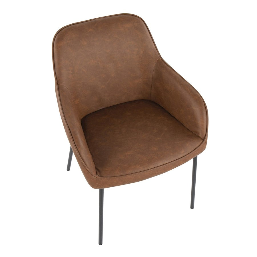 LumiSource Daniella Dining Chair Set of 2 | Contemporary Black Steel and Camel PU | Dining Room & Living Room Seating | Model DC-DNLA2BKCAM2