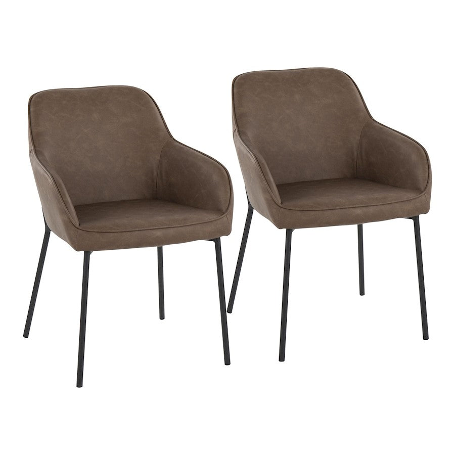 LumiSource Daniella Dining Chair Set of 2 | Contemporary Black Steel and Espresso PU | Dining Room & Living Room Seating | Model DC-DNLA2BKE2
