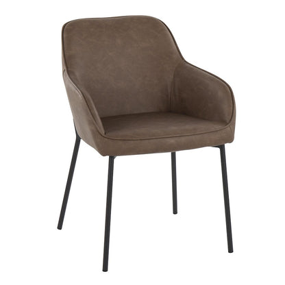 LumiSource Daniella Dining Chair Set of 2 | Contemporary Black Steel and Espresso PU | Dining Room & Living Room Seating | Model DC-DNLA2BKE2