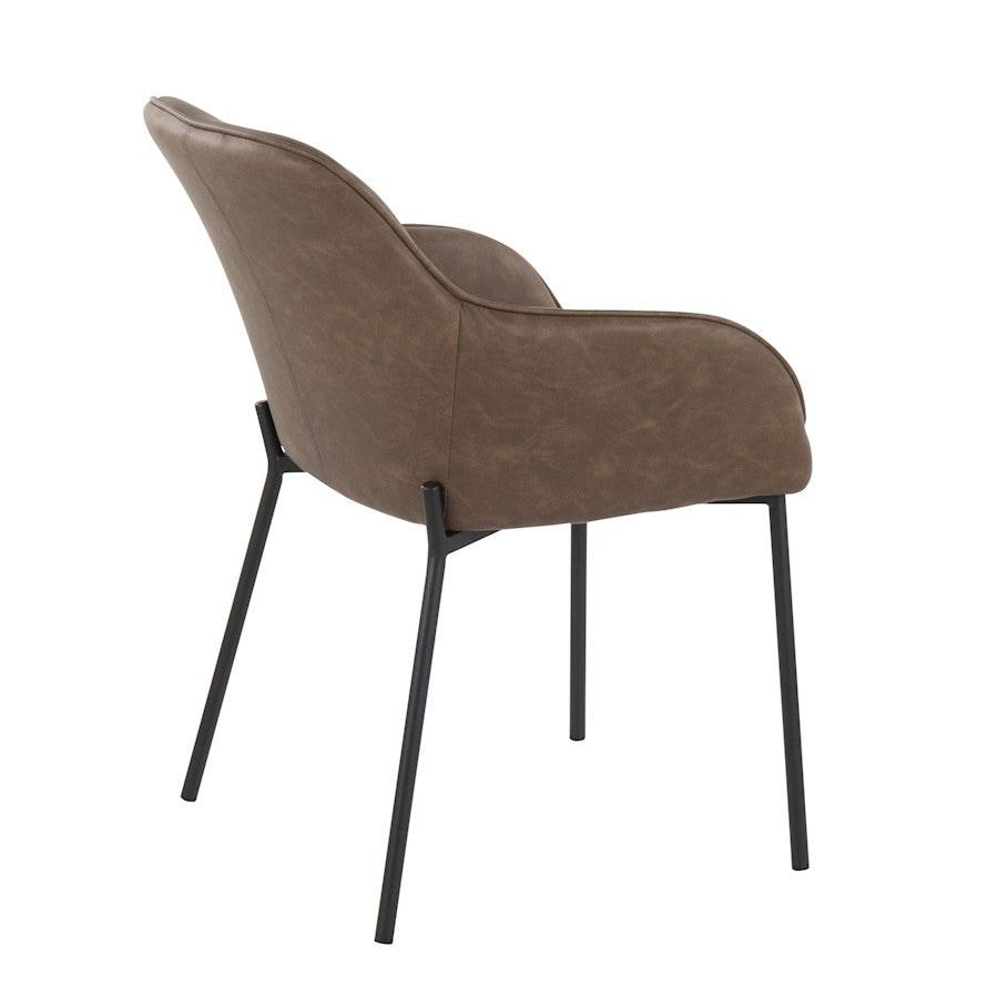 LumiSource Daniella Dining Chair Set of 2 | Contemporary Black Steel and Espresso PU | Dining Room & Living Room Seating | Model DC-DNLA2BKE2