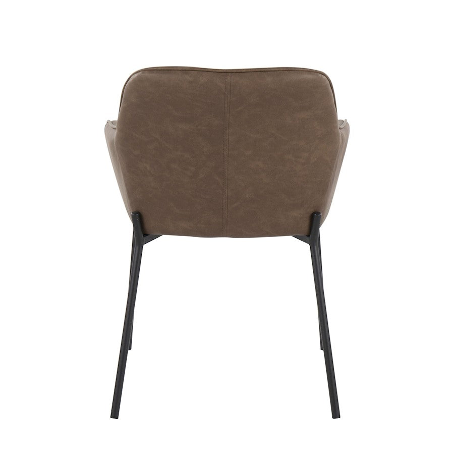 LumiSource Daniella Dining Chair Set of 2 | Contemporary Black Steel and Espresso PU | Dining Room & Living Room Seating | Model DC-DNLA2BKE2