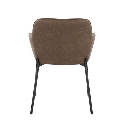 LumiSource Daniella Dining Chair Set of 2 | Contemporary Black Steel and Espresso PU | Dining Room & Living Room Seating | Model DC-DNLA2BKE2