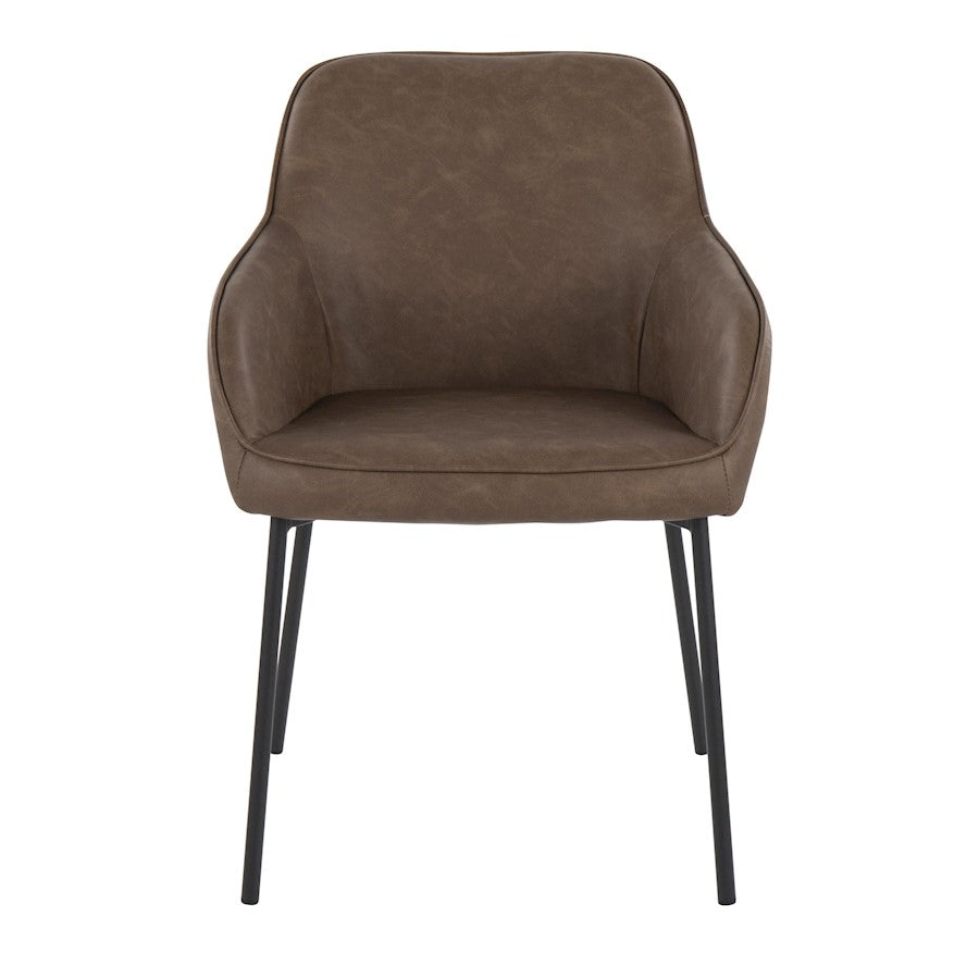 LumiSource Daniella Dining Chair Set of 2 | Contemporary Black Steel and Espresso PU | Dining Room & Living Room Seating | Model DC-DNLA2BKE2