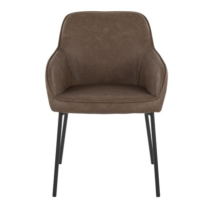LumiSource Daniella Dining Chair Set of 2 | Contemporary Black Steel and Espresso PU | Dining Room & Living Room Seating | Model DC-DNLA2BKE2