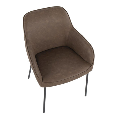LumiSource Daniella Dining Chair Set of 2 | Contemporary Black Steel and Espresso PU | Dining Room & Living Room Seating | Model DC-DNLA2BKE2