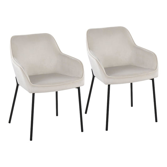 LumiSource Daniella Dining Chair Set of 2 | Contemporary Black Steel and Cream Velvet | Dining Room & Living Room Seating | Model DC-DNLA2BKVCR2