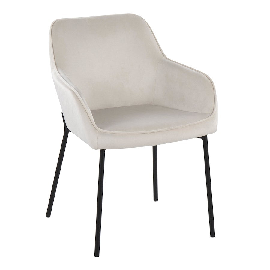 LumiSource Daniella Dining Chair Set of 2 | Contemporary Black Steel and Cream Velvet | Dining Room & Living Room Seating | Model DC-DNLA2BKVCR2