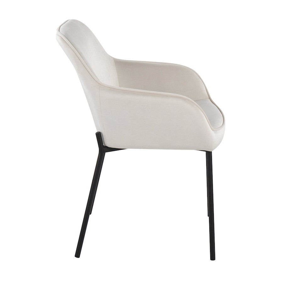 LumiSource Daniella Dining Chair Set of 2 | Contemporary Black Steel and Cream Velvet | Dining Room & Living Room Seating | Model DC-DNLA2BKVCR2