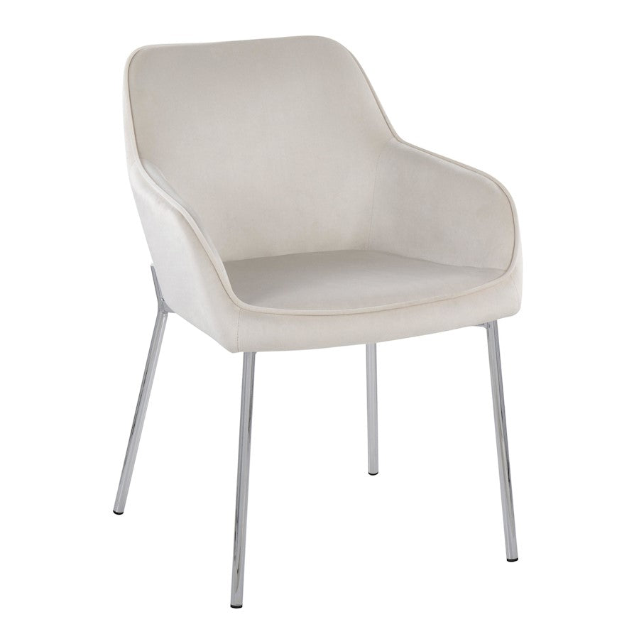 LumiSource Daniella Dining Chair Set of 2 | Chrome Steel & Cream Velvet | Dining Room & Kitchen Seating | 24 x 23 x 32 in | Model DC-DNLA2CHRMVCR2